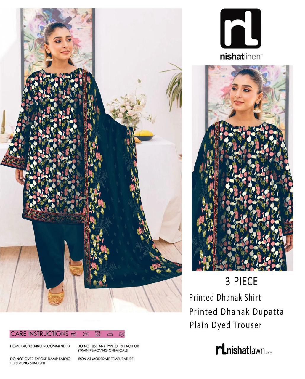 NISHAT 3-PIECE DHANAK ALLOVER PRINTED