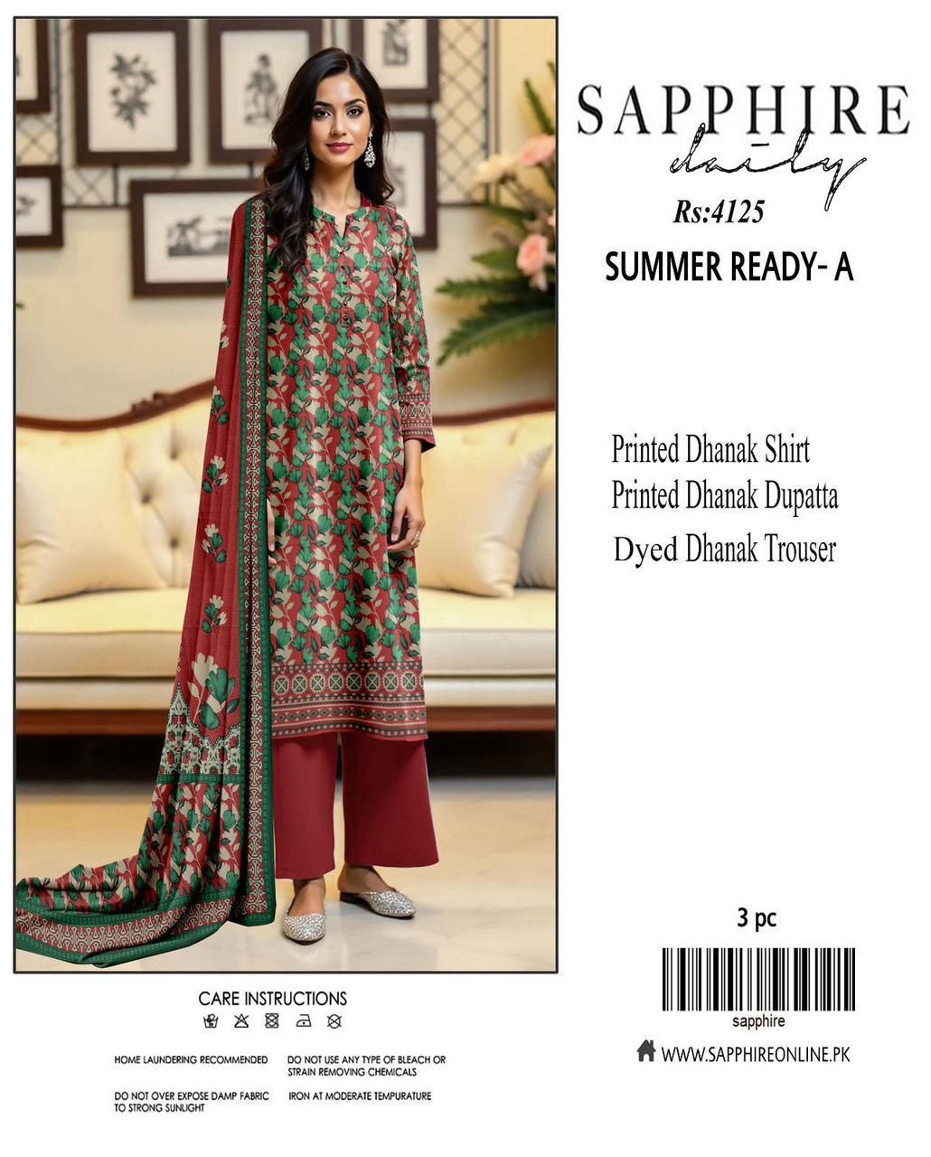 SHAPPIRE 3-PIECE DHANAK ALLOVER PRINTED