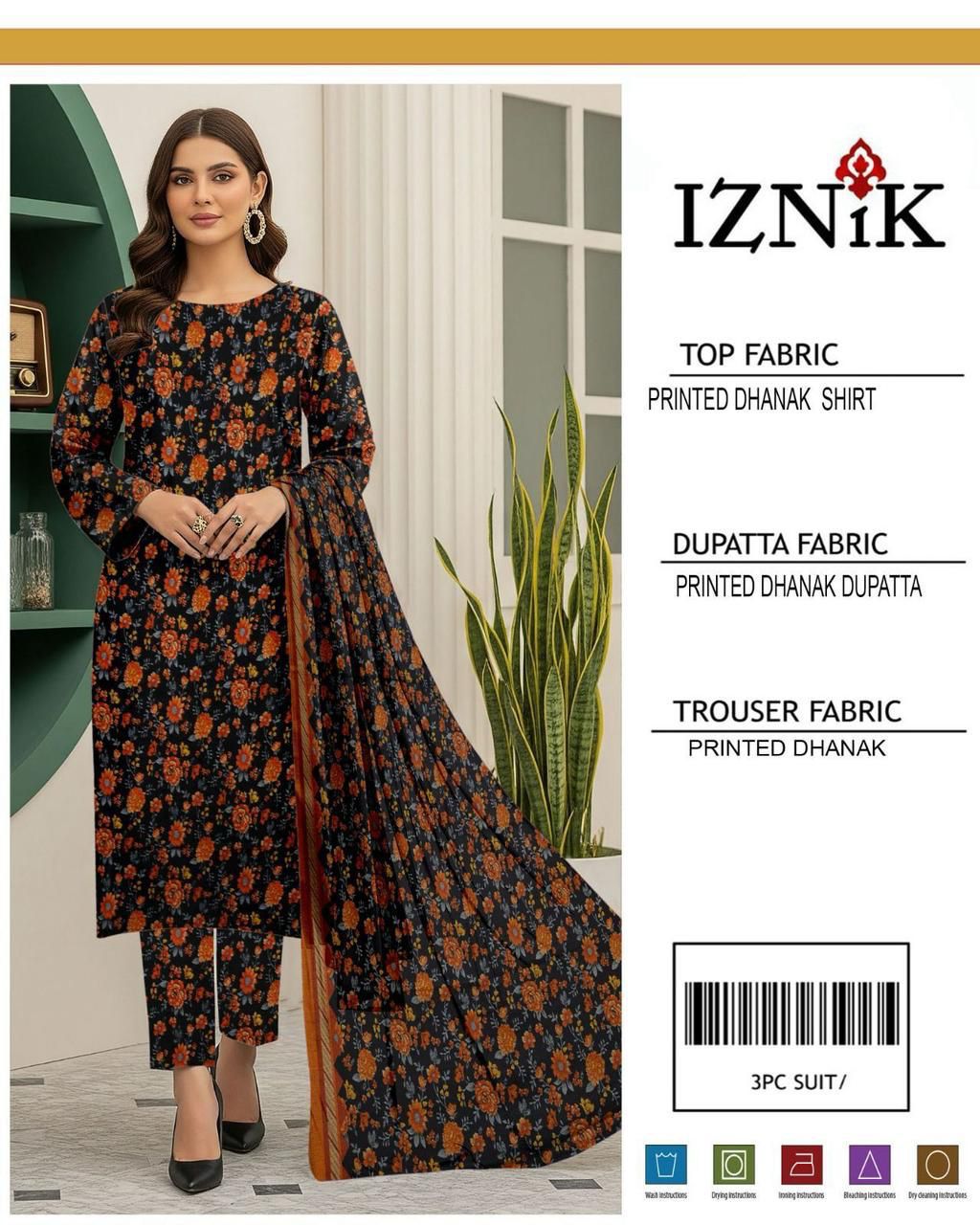 IZNIK 3-PIECE DHANAK ALLOVER PRINTED