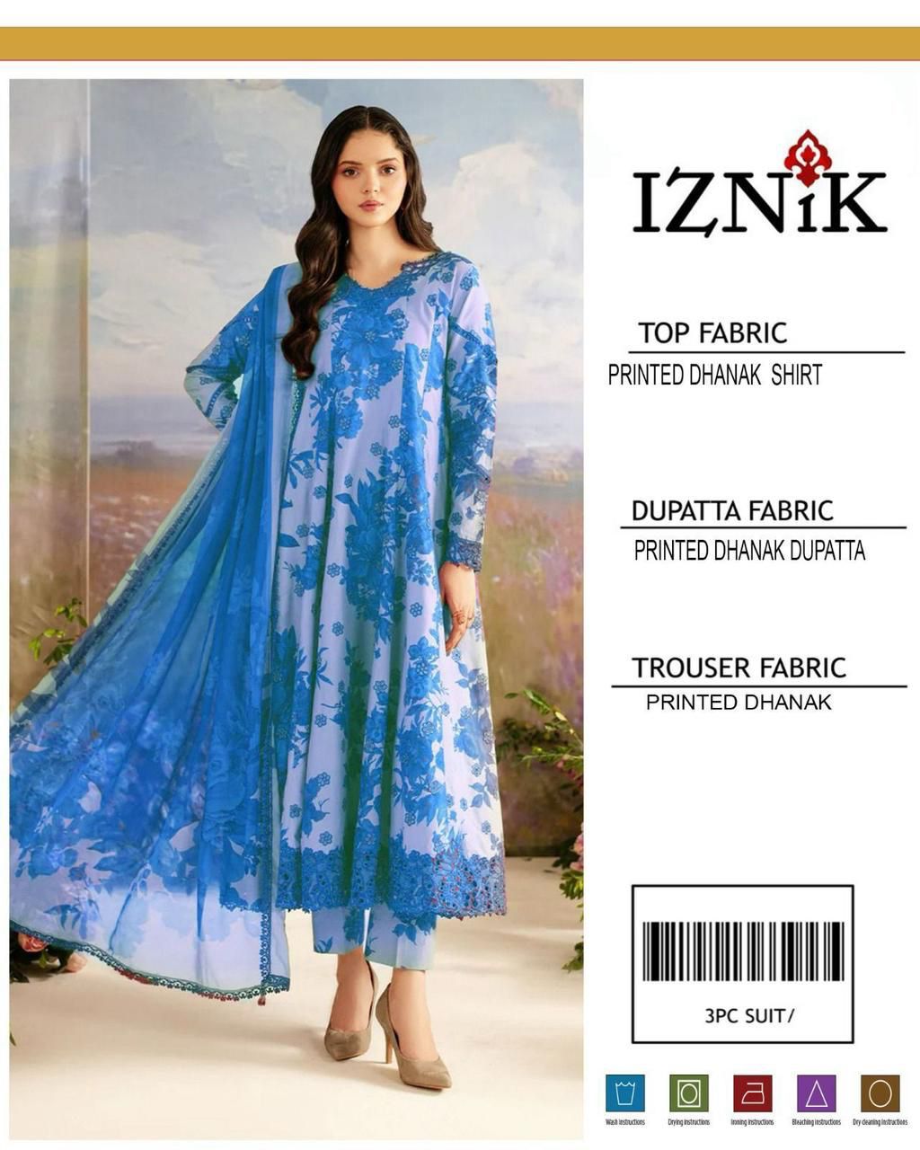 IZNIK 3-PIECE DHANAK ALLOVER PRINTED