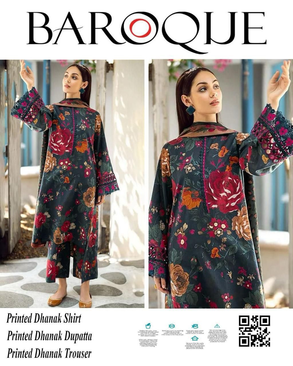 BAROQUE 3-PIECE DHANAK ALLOVER PRINTED