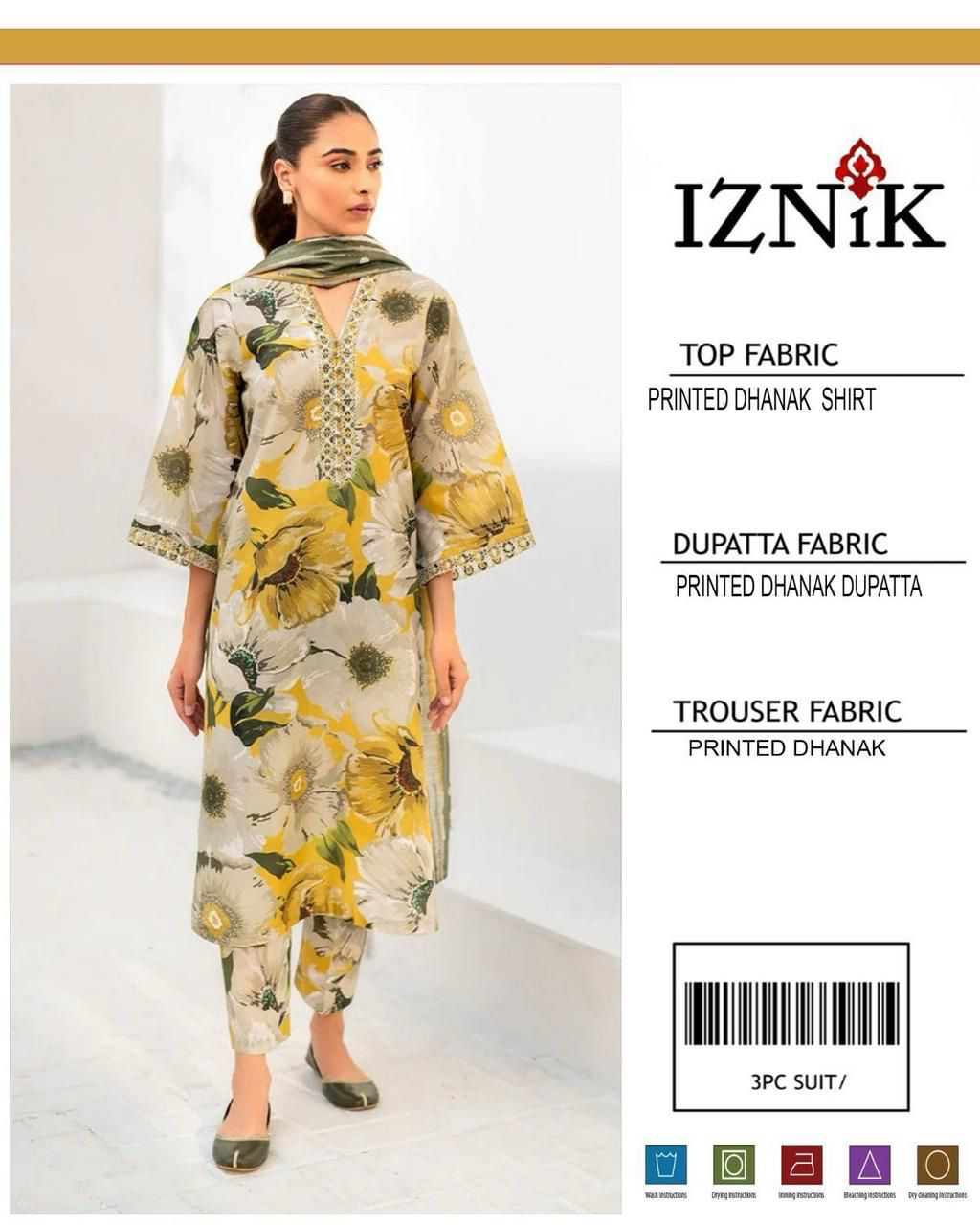 IZNIK 3-PIECE DHANAK ALLOVER PRINTED