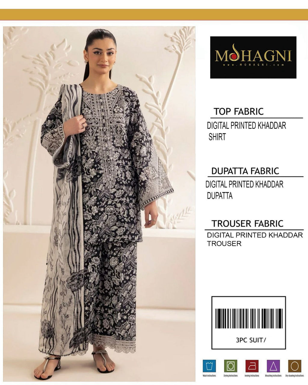 MOHAGNI 3 PIECE KHADDAR ALL OVER PRINTED