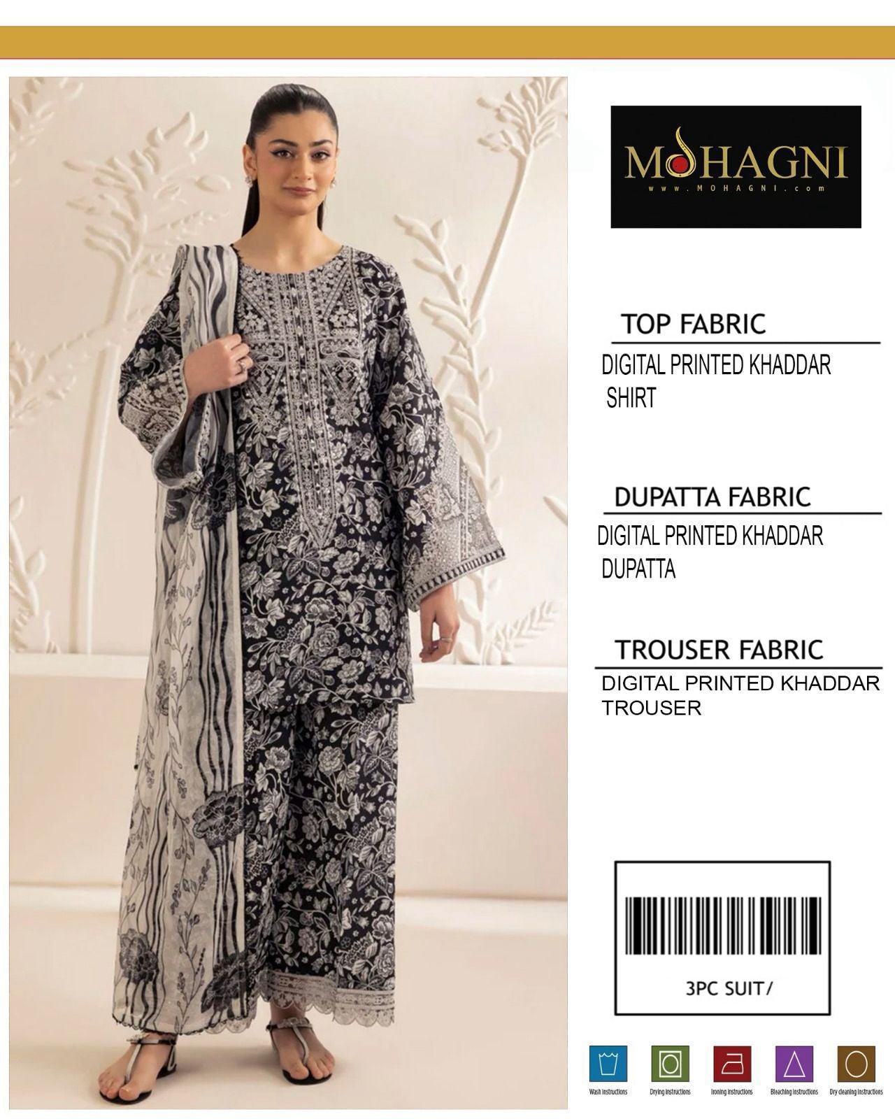MOHAGNI 3 PIECE KHADDAR ALL OVER PRINTED