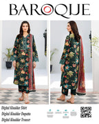 BAROQUE 3 PIECE KHADDAR ALL OVER PRINTED