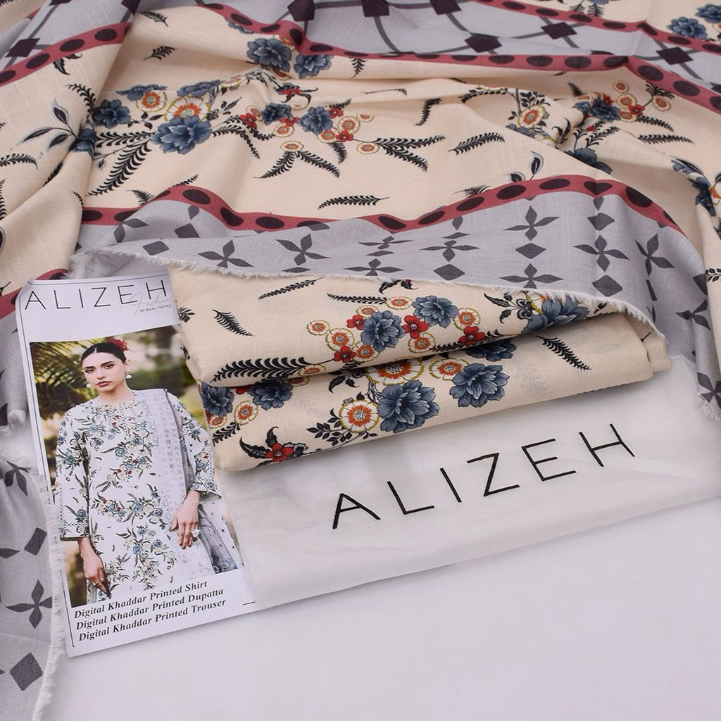 ALIZEH 3 PIECE KHADDAR ALL OVER PRINTED