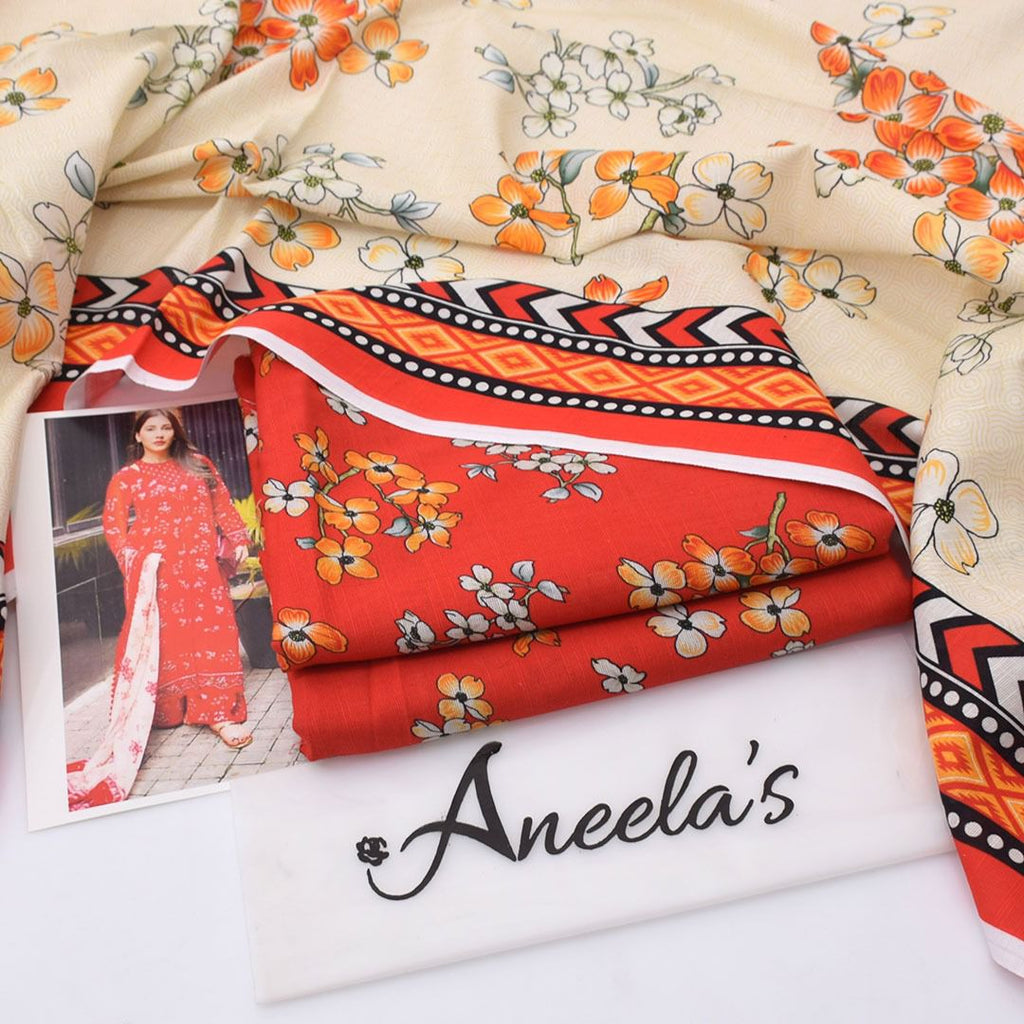ANEELA'S 3 PIECE KHADDAR ALL OVER PRINTED