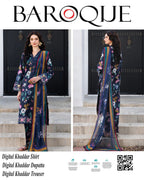 BAROQUE 3 PIECE KHADDAR ALL OVER PRINTED