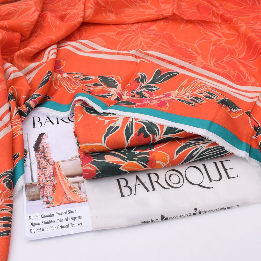 BAROQUE 3 PIECE KHADDAR ALL OVER PRINTED