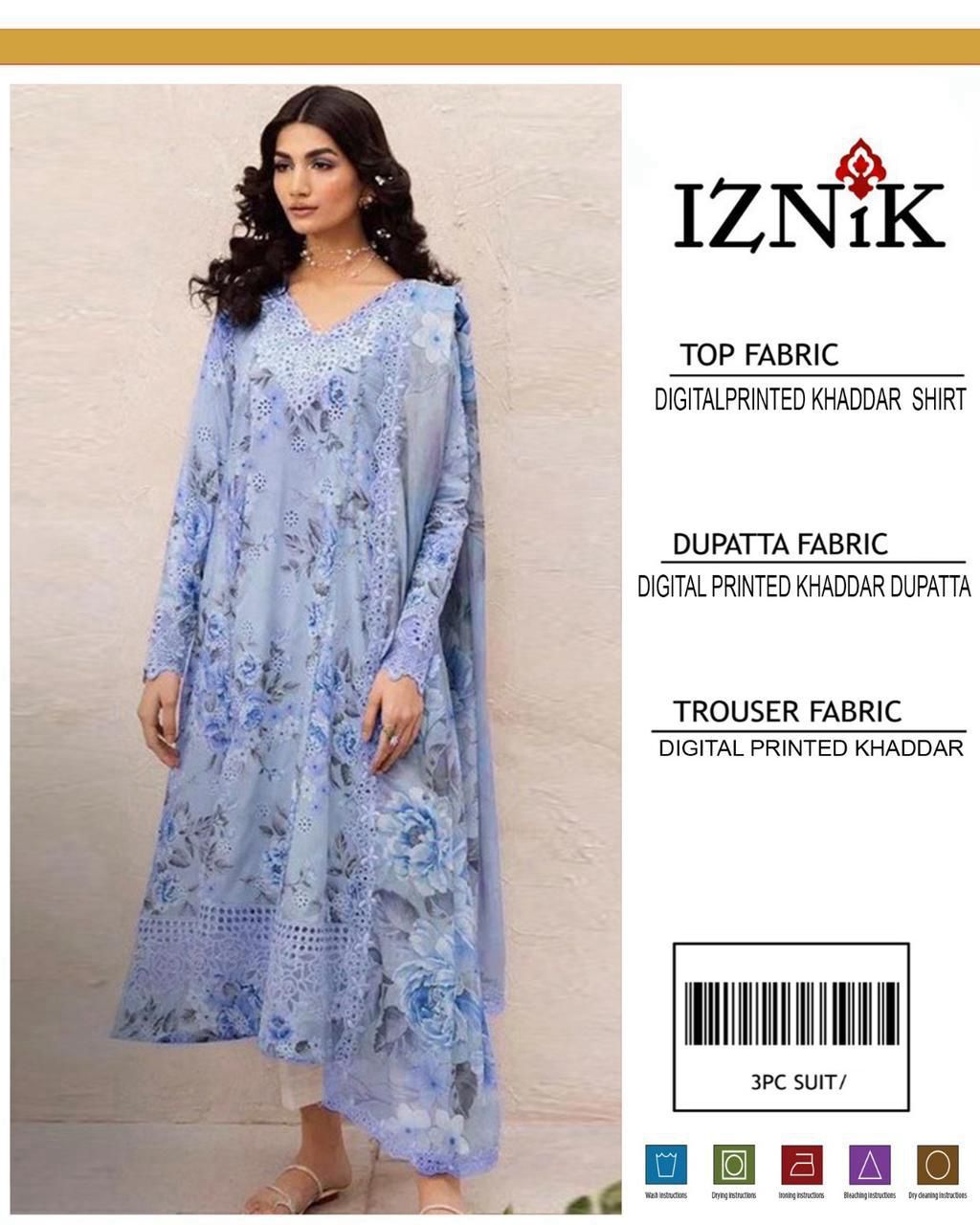 IZNIK 3 PIECE KHADDAR ALL OVER PRINTED