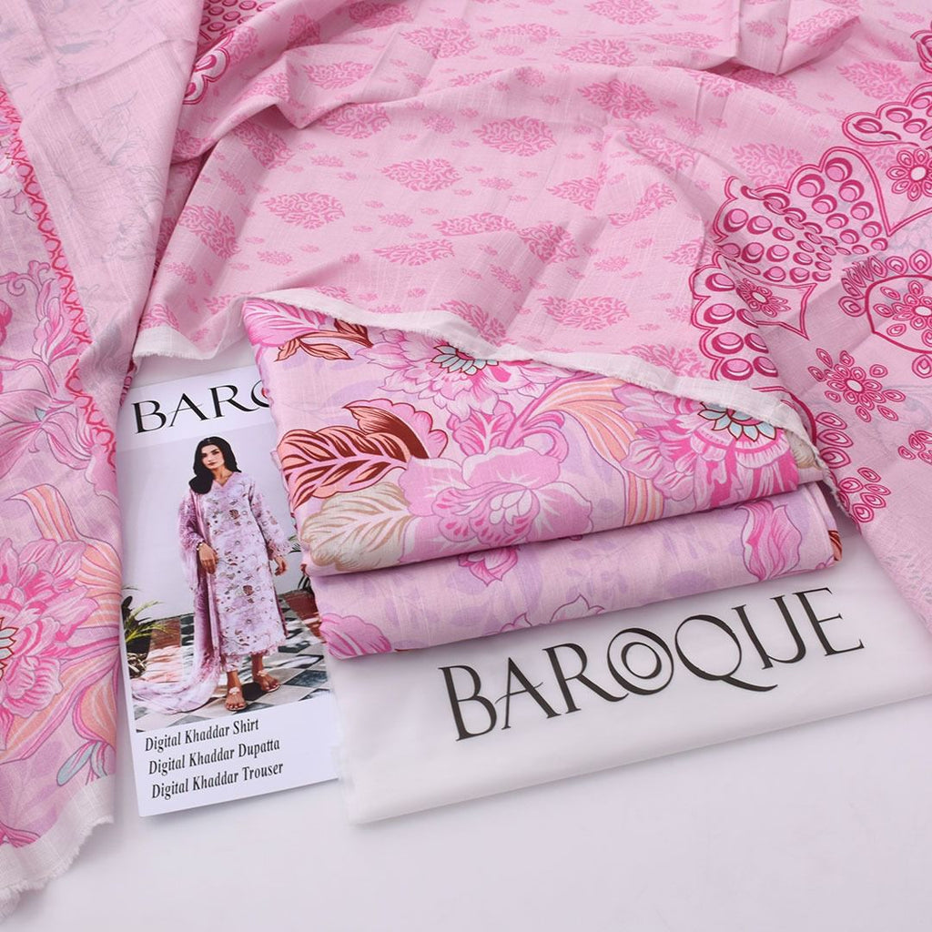 BAROQUE 3 PIECE KHADDAR ALL OVER PRINTED
