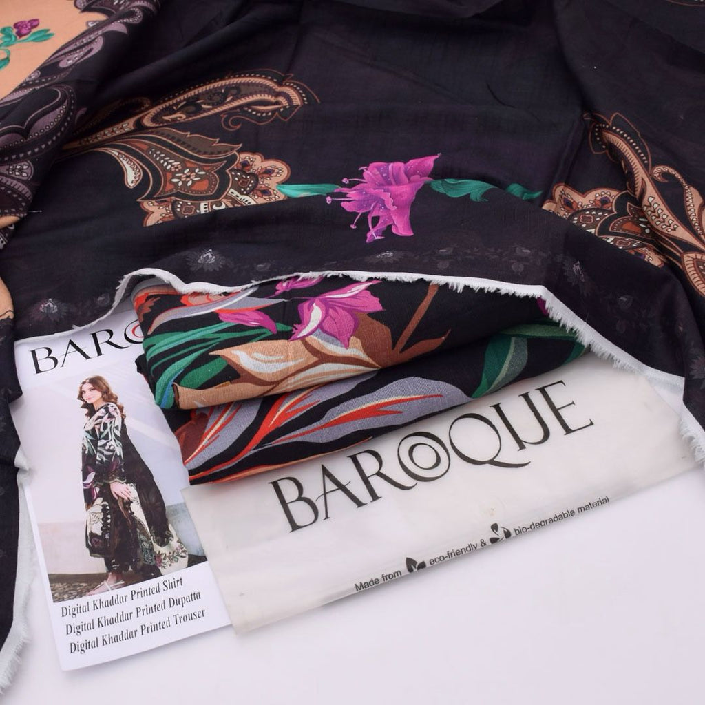 BAROQUE 3 PIECE KHADDAR ALL OVER PRINTED