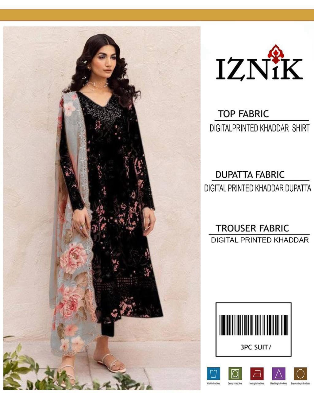 IZNIK 3 PIECE KHADDAR ALL OVER PRINTED