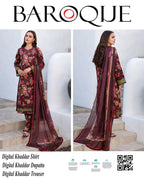 BAROQUE 3 PIECE KHADDAR ALL OVER PRINTED