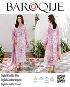 BAROQUE 3 PIECE KHADDAR ALL OVER PRINTED