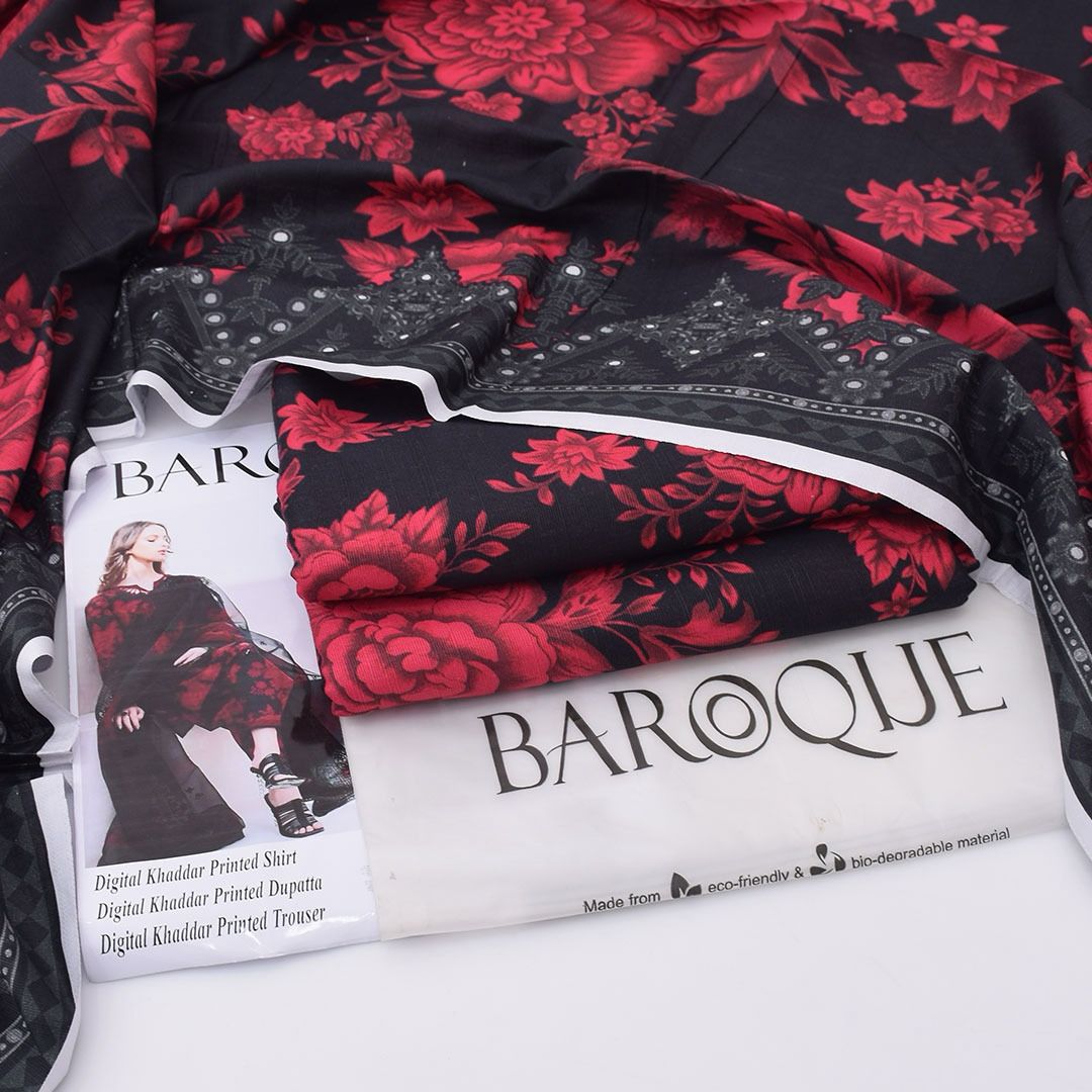 BAROQUE 3 PIECE KHADDAR ALL OVER PRINTED