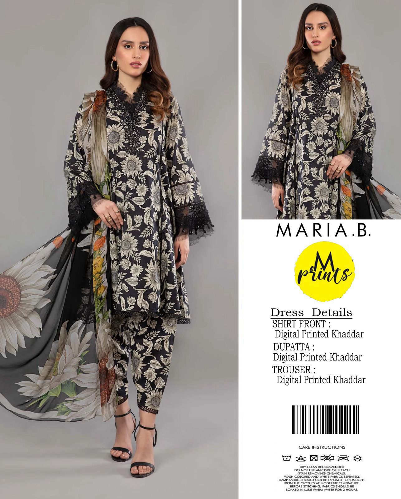 MARIA.B 3 PIECE KHADDAR ALL OVER PRINTED