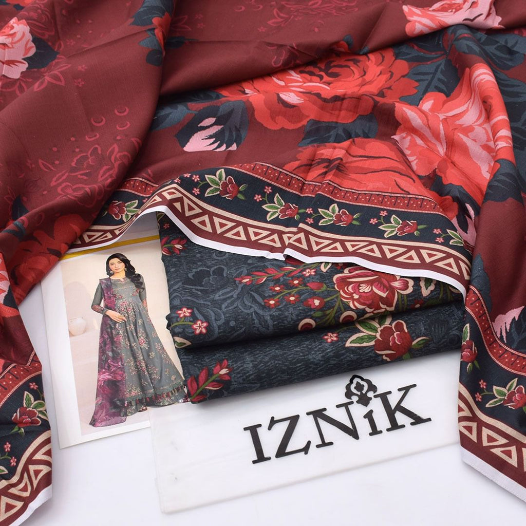 IZNIK 3 PIECE KHADDAR ALL OVER PRINTED
