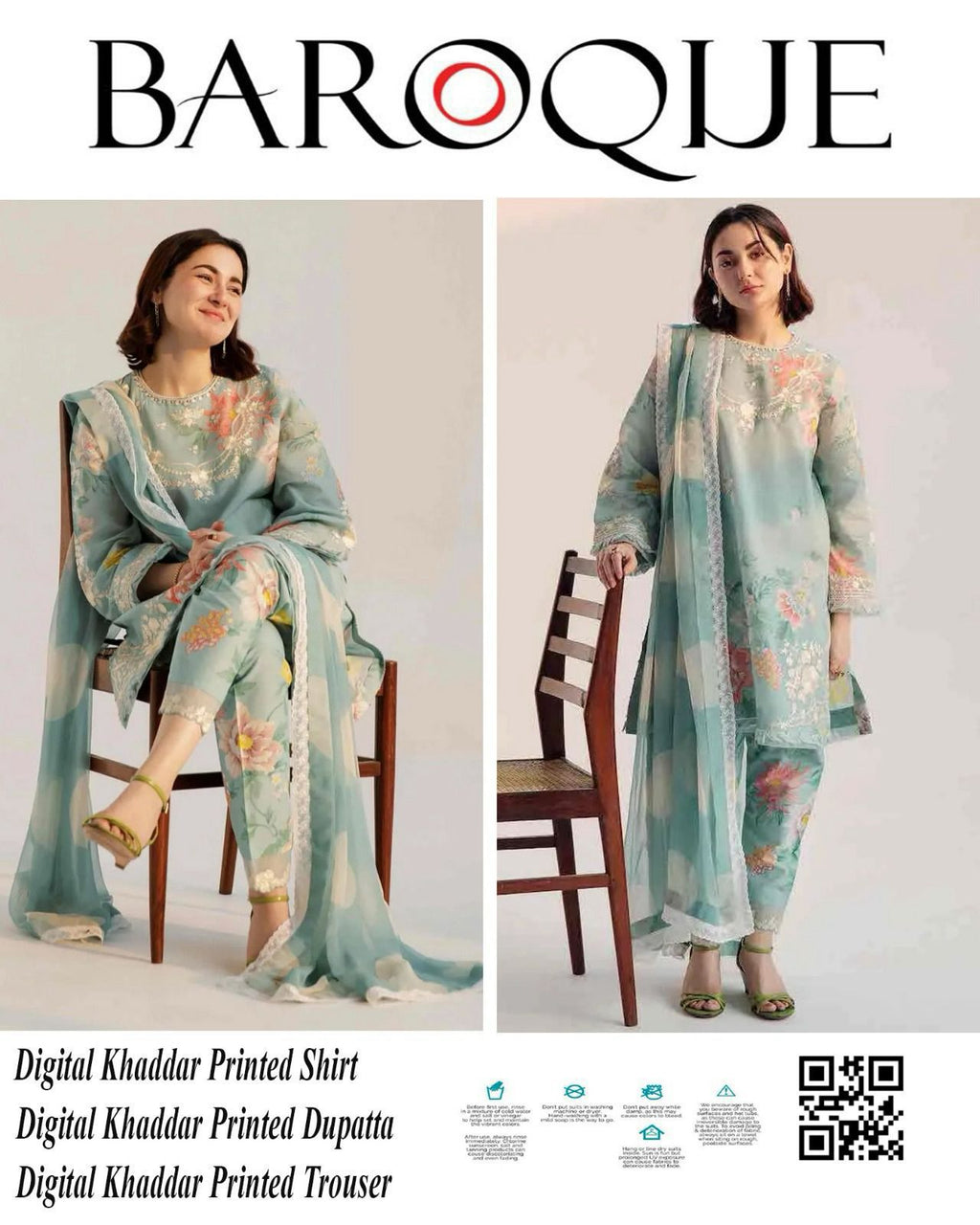 BAROQUE 3 PIECE KHADDAR ALL OVER PRINTED
