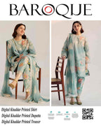 BAROQUE 3 PIECE KHADDAR ALL OVER PRINTED