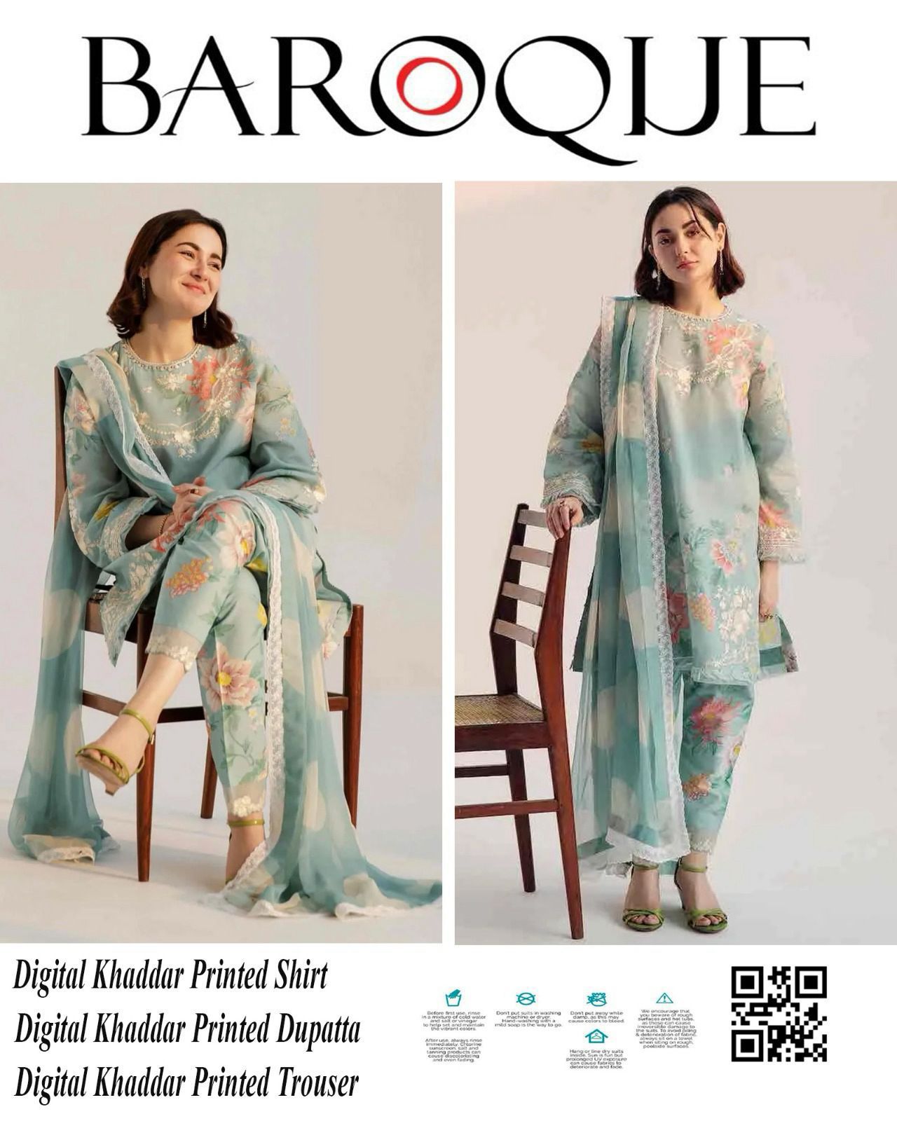 BAROQUE 3 PIECE KHADDAR ALL OVER PRINTED